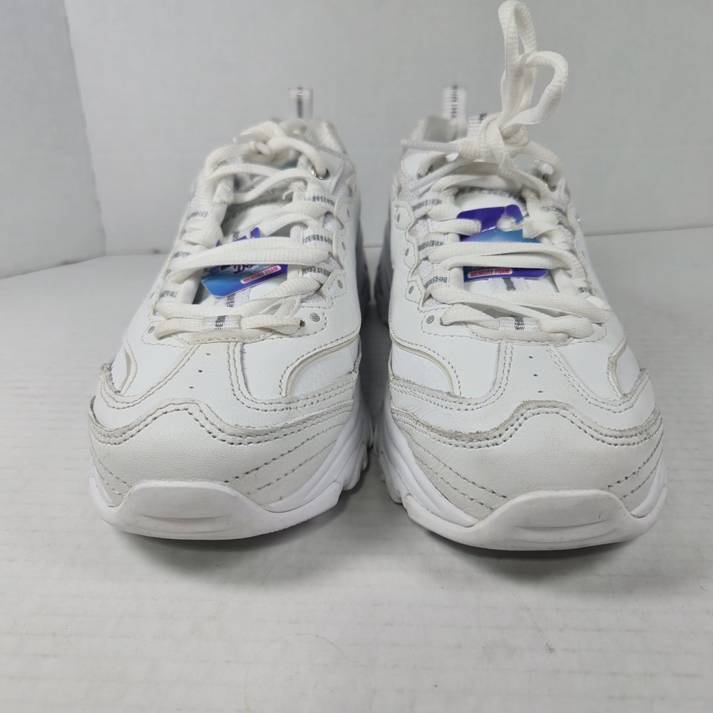 Skechers D'Lites Fresh Start Walking White and Silver Sneakers Size 5 1/2 Wide - Picture 3 of 13